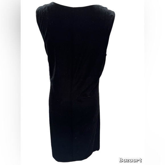 Componix NWT Black Velvet Sleeveless Sheath Dress with Pink Lining Floral Size L - Picture 3 of 5